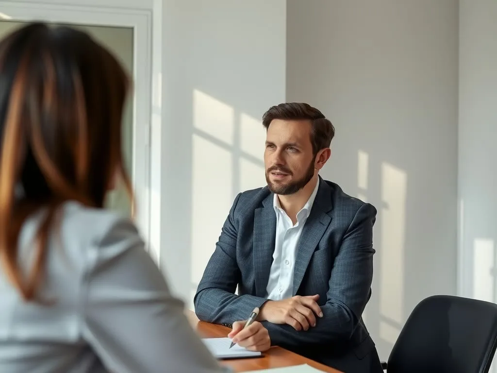 Consultor escuchando en una sesión de trabajo con una organización de salud